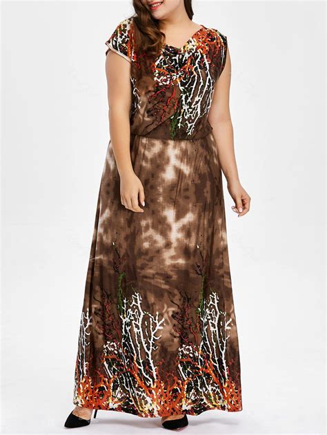 [21 Off] Bohemian Plus Size Long Printed Maxi Dress Rosegal