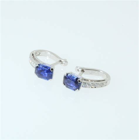 Blue Sapphires And Diamonds Hoop Earrings Open Hoop Earrings Etsy Uk