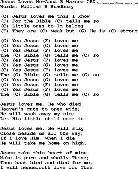 Free Printable Lyrics To Jesus Loves Me