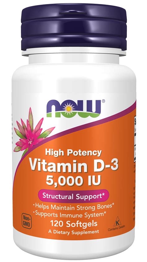 Now Supplements Vitamin D 3 5000 Iu High Potency Structural Support 120 Softgels