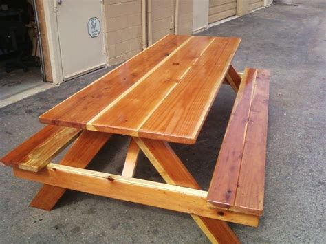 Diamond red commercial park ada portable rectangular table. 10 ft benches attached, oversized, redwood table with ...