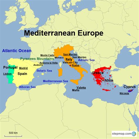 Map Of Europe And The Mediterranean World Map