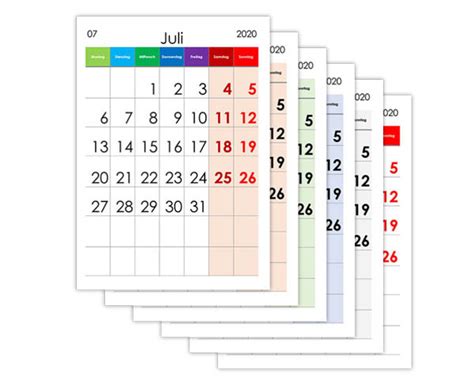 Kalender Juli 2020 Kleine Ziffern Im Querformat Kalendersu