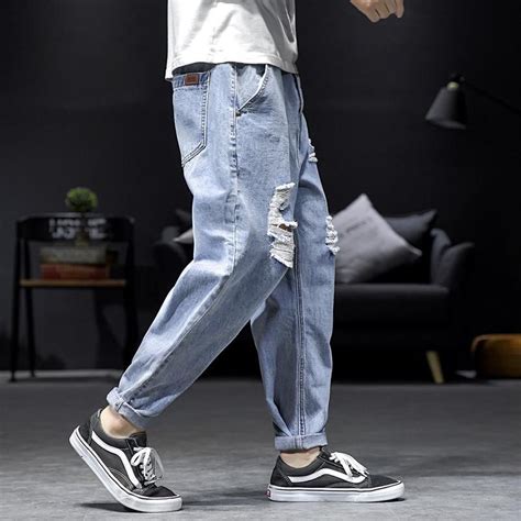 Men Baggy Jeans Original Loose Ripped Streetwear Hole Jeans Agodeal Jeans Outfit Men Baggy