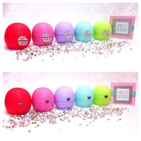 Merry kissmas! i needed a quick and easy last minute christmas gift idea, so i whipped up these cute holiday printables that are designed to fit my favorite eos lip balms. 3 Swarovski Crystalized EOS Lip Balms by thinkpinkdreamblue | Eos lip balm, Lip balm gift, Lip balm