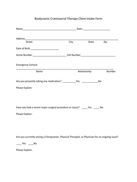 Craniosacral Therapy Intake Form Fill Out And Sign Online Dochub