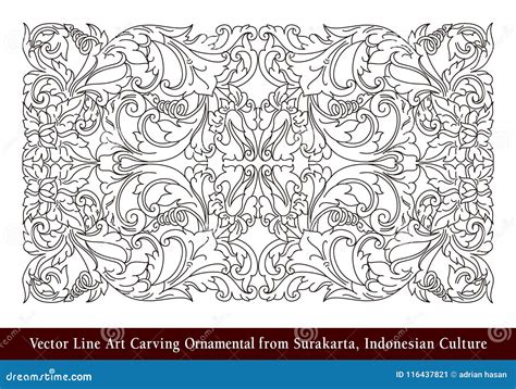 Seni Ukir Surakarta Vector Line Art Carving Ornamental From Surakarta