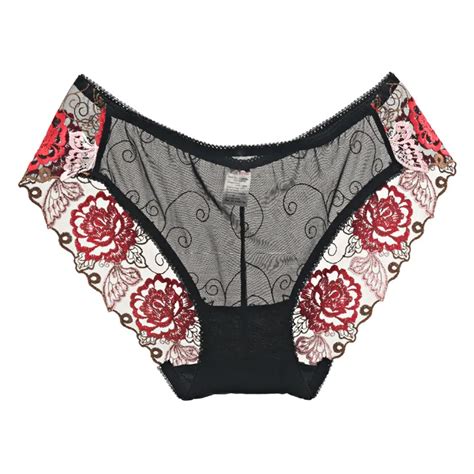 Women Lace Sexy Rose Floral Lingerie Panties Flower Embroidered Ultra
