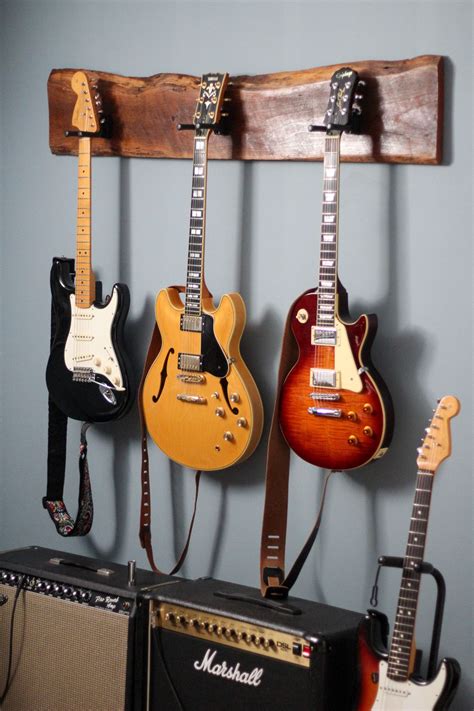 Live Edge Guitar Wall Mount Guitar Wall Guitar Room Music Studio Room