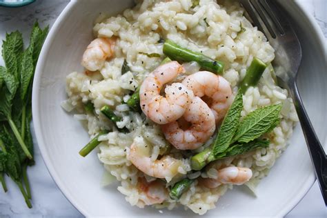Zesty Asparagus Prawn And Mint Risotto Wish To Dish