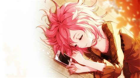 Image Anime Girl Sleep Iphone Pink Hair 1920x1080