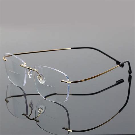 Mens Vintage Rimless Bifocal Reading Glasses Lightweight Readers Flexible Retro Ebay