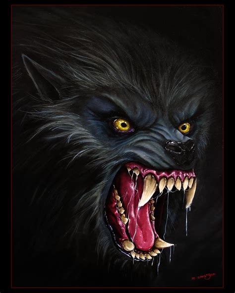 Bad Moon Rising Oil On Canvas 50cm X 70cm American Werewolf In