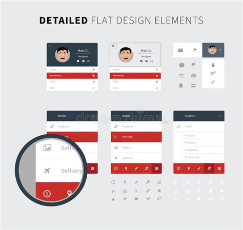 Flat Ui Kit Design Elements Set For Webdesign Stock Vector