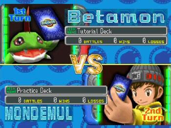 In battle, the player is only directly able to use card items to temporarily alter their digimon's stats, induce digivolution, or switch in other digimon they own. Download Game PS 1 Digimon Digital Card Battle - Spot Log