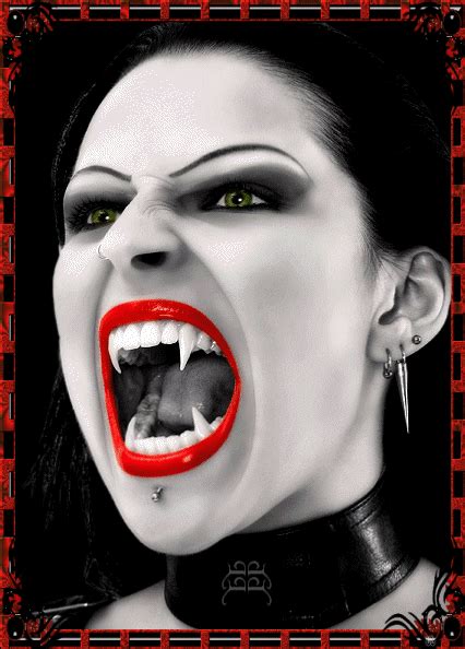 Vampira Animated Animated Goth Woman Fangs  Halloween Vampire Art