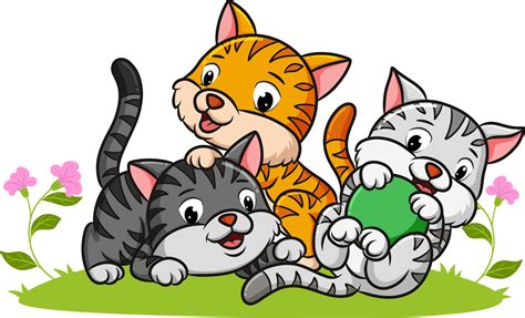 The Three Kittens Are Playing Together 4944989 Vector Art At Vecteezy