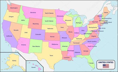 Mapa Político De Estados Unidos Con Nombres — Archivo Imágenes