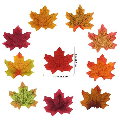 Supla 500 Pcs 10 Colors Assorted Fake Silk Autumn Maple Leaves Bulk