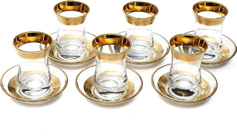 Amazon Com Original Turkish Tea Glasses With Saucers Sets 6 Pcs