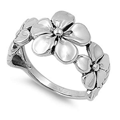 sac silver sterling silver women s plumeria fashion ring beautiful 925 band 12mm size 13
