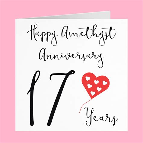 17th Wedding Anniversary Card Happy Amethyst Anniversary Etsy Uk