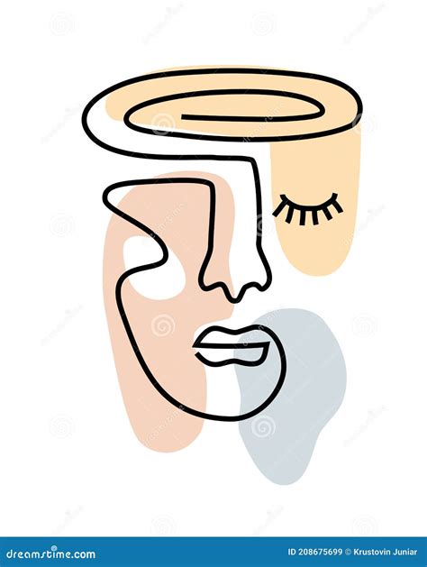 Abstract Face Art Lines Vector Stock Vector Illustration Of Hand