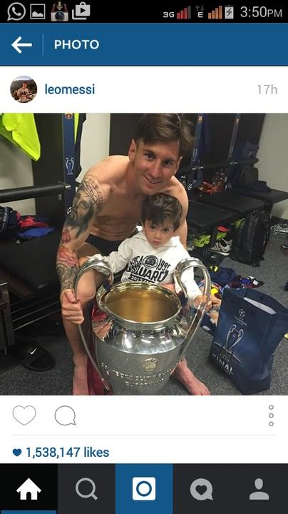 Pictures Lionel Messi And Son Poses With The Uefa Cup Celebrities Nigeria