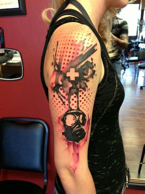 Free shipping on many items | browse your favorite brands | affordable prices. Red black dot polka gas mask | Tattoos, Half sleeve tattoo ...