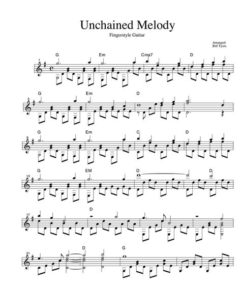 Unchained Melody Arranged For Fingerstyle Guitar By Bill Tyers