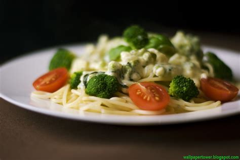 Food Dinner Pasta Broccoli Wallpaper Tower