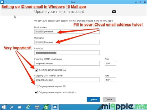 Setting Up Icloud Email On Windows 10 Mail App Miappleme Techblog