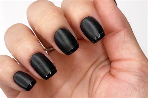 Matte Black Nails With Glossy Tips French Mani Tutorial Dipwell