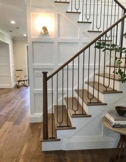 The farmhouse exterior design totally reflects the full style of the home and the family tradition too. Best Farmhouse Stairs Railing Wrought Iron Ideas #farmhouse #stairs | 1000 | Rustic stairs ...