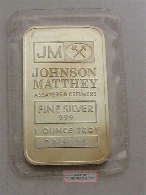 Johnson Matthey Silver Bar 1 Oz Ounce 999 Fine Silver