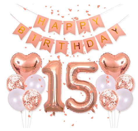 15th Birthday Supplies Rose Gold 15th Birthday Balloons Party Balloons