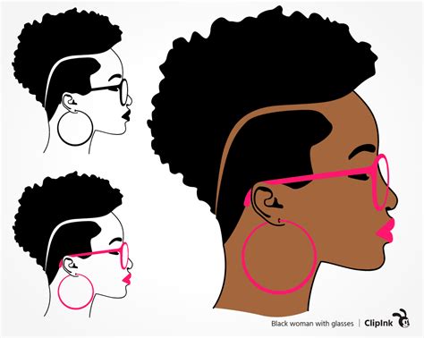 Black Woman Svg Afro Haircut Glasses Svg Png Eps Dxf Pdf Clipink
