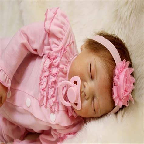 22 Inch 55 Cm Silicone Baby Reborn Dolls Lovely Pink Conjoined Clothes