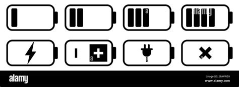 Battery Icon Set Battery Charge Level Indicator Ui Elements Symbols