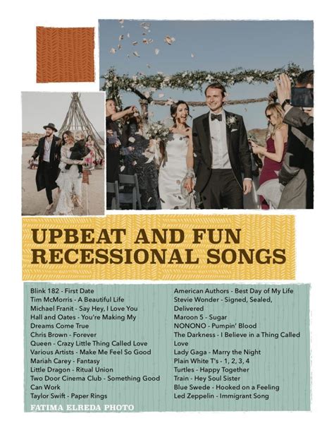 Our wedding recessional song list covers the best songs from your favorite genres. The Best Upbeat and Fun Recessional Songs | Recessional ...