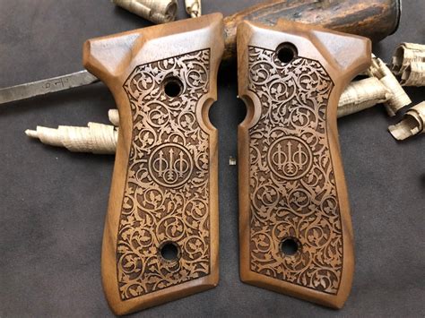 Beretta 92f 92fs M9 96 Walnut Wood Grips Handmade A Etsy
