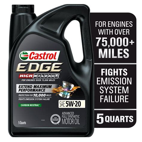 Castrol Edge High Mileage 5w 20 Advanced Full Synthetic Motor Oil 5