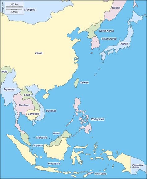 East Asia Free Map Free Blank Map Free Outline Map Free Base Map