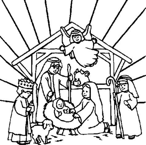 Gambar Manger Coloring Page Jesus Pages Nativity Playset Craft Gallery