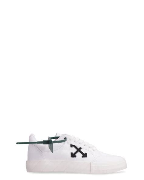 Off White Co Virgil Abloh Low Vulcanized Canvas Sneakers In White