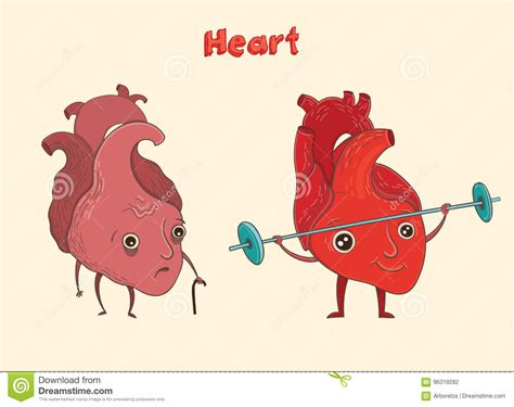 Cartoon Human Heart Character Vector Illustration Stock