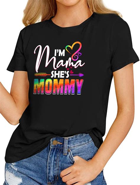 women s fashion t shirts lesbian mom shirt t gay pride i m mama she s mommy lgbt t shirt