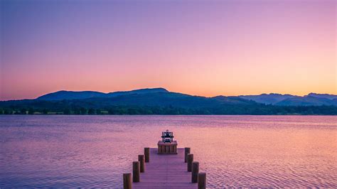 Download Wallpaper 1280x720 Calm Pier Lake Sunset Hd Hdv 720p