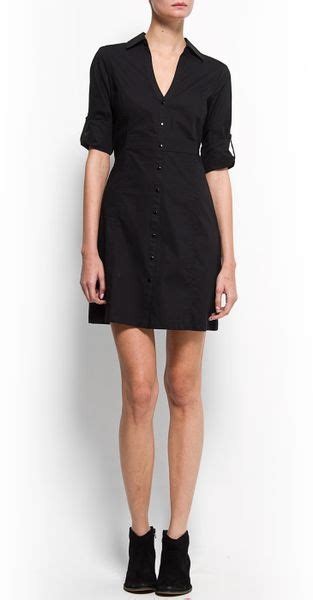 Mango Fitted Shirt Dress In Black 02 Lyst