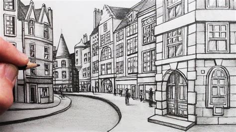 How To Draw Buildings In Perspective A Street In Edinburgh Youtube
